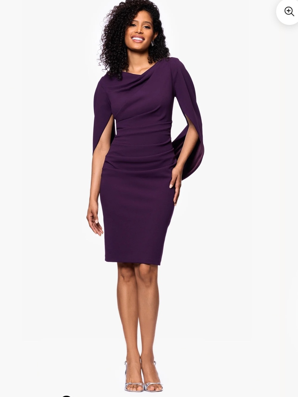Betsy & Adam Size 12 ‘Jordan’ Eggplant  Scuba Crepe Dress with Drape Sleeves EUC